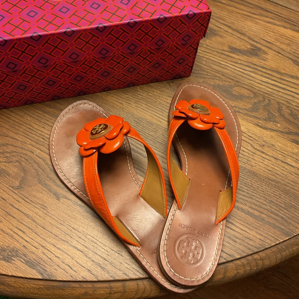 Tory Burch Breely  Orange Floral Sandals